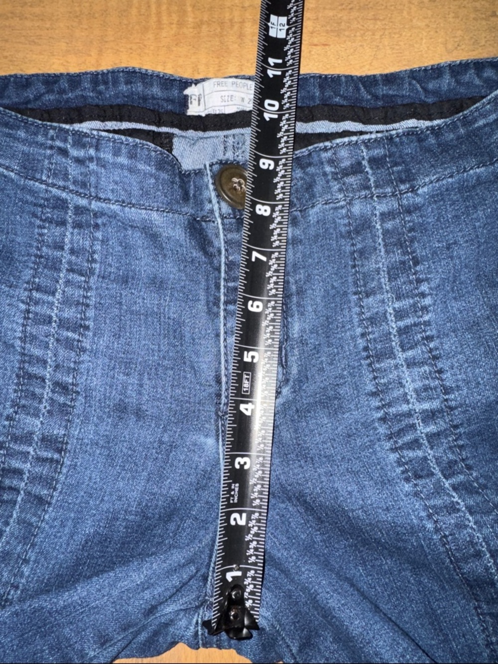 Free People Front Seam Deep Sea Blue Stretch Denim Wide-Leg Jeans, size 29 - Picture 6 of 6